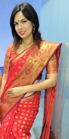 Nidhi Sharma on set before a broadcast